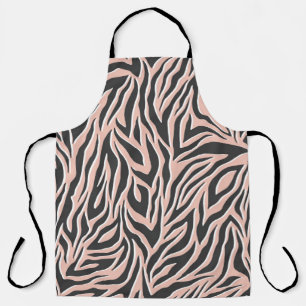 Seamless black outline zebra pattern. Stylish wild Apron