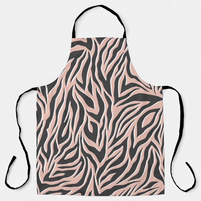 Seamless black outline zebra pattern. Stylish wild Apron (Front)