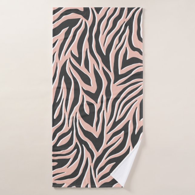 Seamless black outline zebra pattern. Stylish wild Bath Towel (Bath Towel)