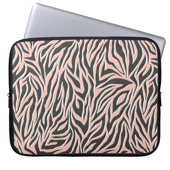 Seamless black outline zebra pattern. Stylish wild Laptop Sleeve (Front)
