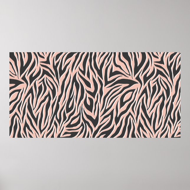 Seamless black outline zebra pattern. Stylish wild Poster (Front)
