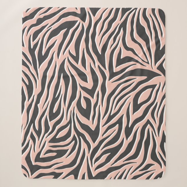 Seamless black outline zebra pattern. Stylish wild Sherpa Blanket (Front)