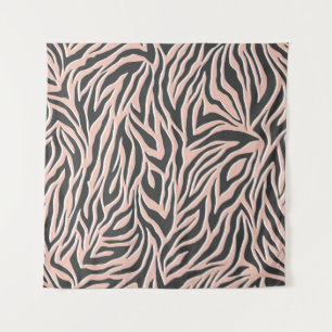 Seamless black outline zebra pattern. Stylish wild Tapestry