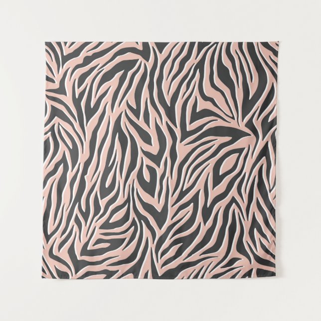 Seamless black outline zebra pattern. Stylish wild Tapestry (Front)