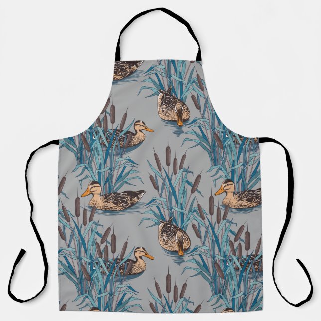 seamless black tree with colorful flower pattern apron (Front)