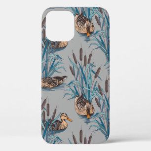 seamless black tree with colourful flower pattern iPhone 12 case