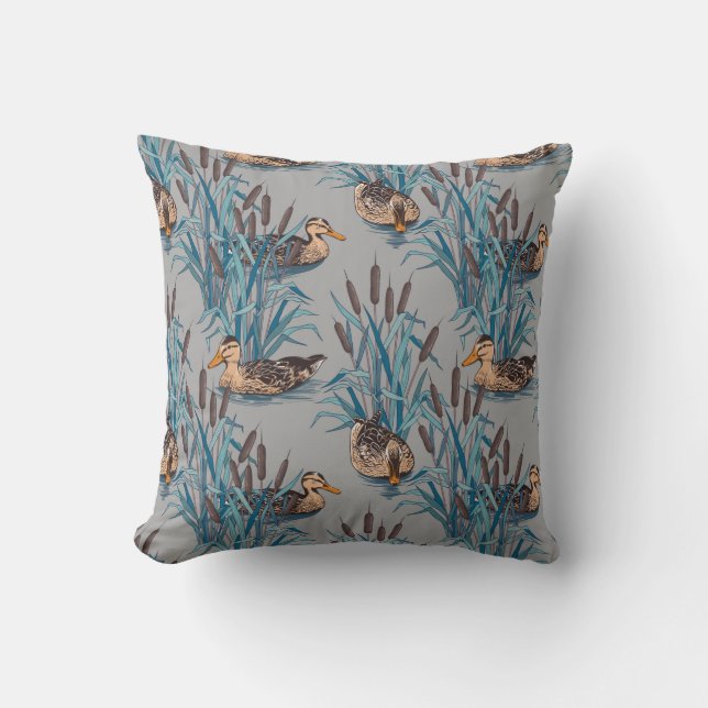 seamless black tree with colourful flower pattern cushion (Front)