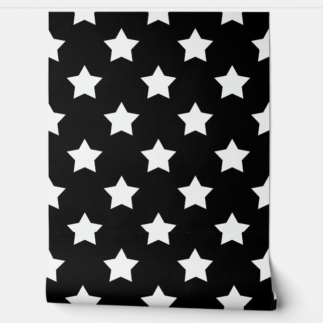 Seamless Black White Stars Background Wallpaper (Unrolling)