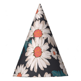 Seamless Blossom Daisy Flower Pattern Party Hat