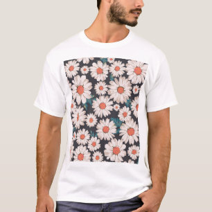 Seamless Blossom Daisy Flower Pattern T-Shirt