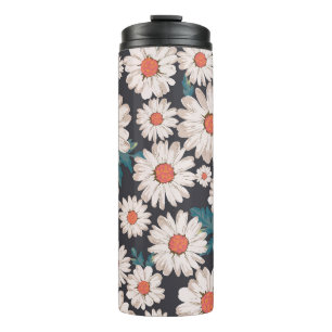 Seamless Blossom Daisy Flower Pattern Thermal Tumbler
