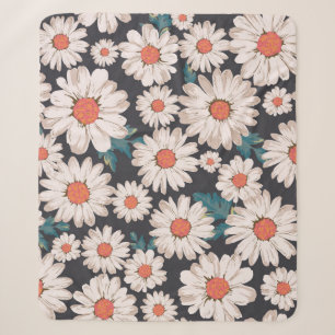 seamless blossom flower, daisy print pattern backg sherpa blanket