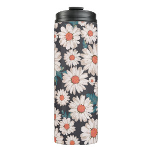 seamless blossom flower, daisy print pattern backg thermal tumbler
