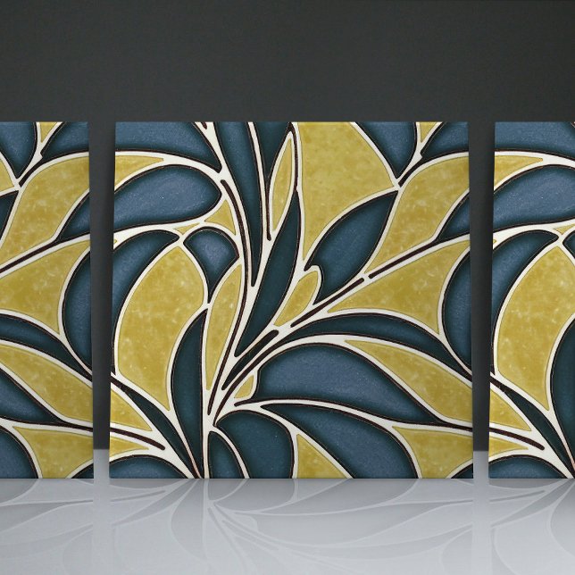 Seamless blue and yellow organic patterns ceramic tile (Creator Uploaded)