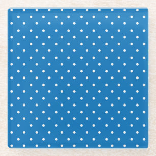 Seamless blue background polka dot pattern glass coaster