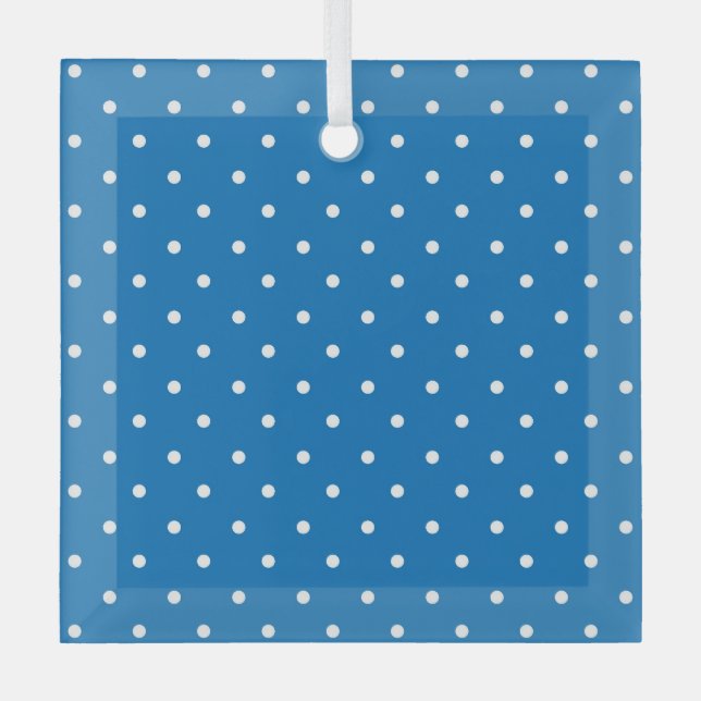 Seamless blue background polka dot pattern  glass tree decoration (Front)