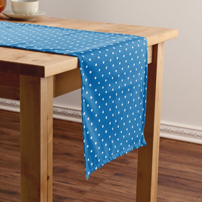 Seamless blue background polka dot pattern  short table runner (In Situ)