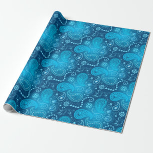 Seamless blue paisley pattern. Elegant style Wrapping Paper