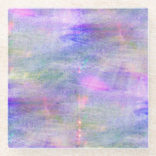 seamless blue, pink background yellow watercolor glass coaster
