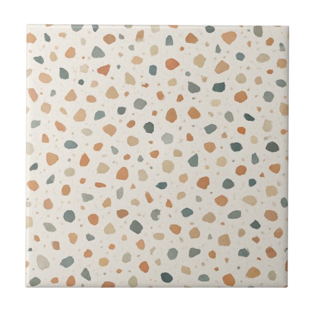 Seamless Blue White Terrazzo Speckle Pattern Ceramic Tile (Front)