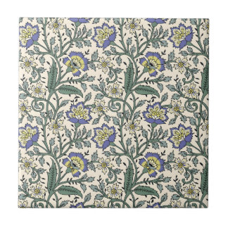 Seamless blue, yellow, and white floral pattern  ceramic tile