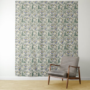 Seamless blue, yellow, and white floral pattern  tapestry