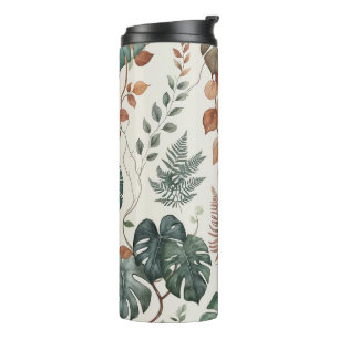 Seamless boho botanical pattern Flowers Thermal Tumbler