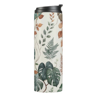 Seamless boho botanical pattern Flowers Thermal Tumbler