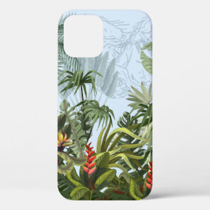 Seamless border with jungle trees and flowers. Vin iPhone 12 Case