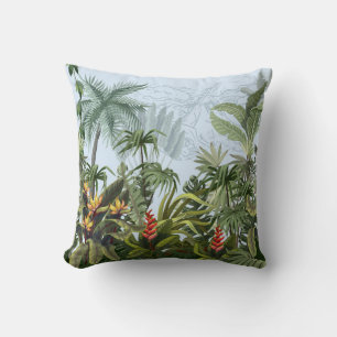 Seamless border with jungle trees and flowers. Vin Cushion