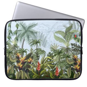 Seamless border with jungle trees and flowers. Vin Laptop Sleeve