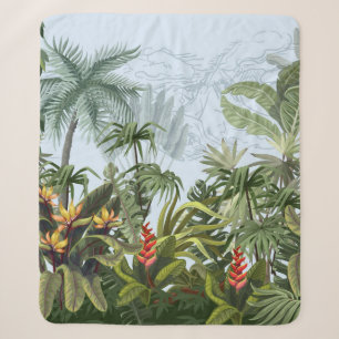 Seamless border with jungle trees and flowers. Vin Sherpa Blanket