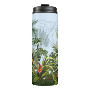 Seamless border with jungle trees and flowers. Vin Thermal Tumbler