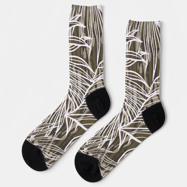 Seamless Botanical Bottom Lands Camo Socks (Left)