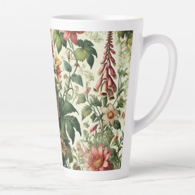Seamless Botanical Floral Pattern Latte Mug (Right)