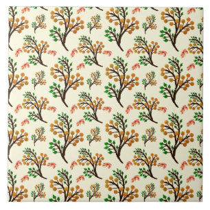 Seamless botanical pattern with cute fruit branch ceramic tile