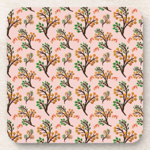 Seamless botanical pattern with cute fruit branch coaster