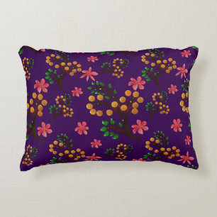 Seamless botanical pattern with cute fruit branch  decorative cushion