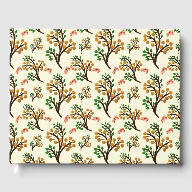 Seamless botanical pattern with cute fruit branch  guest book (Front)