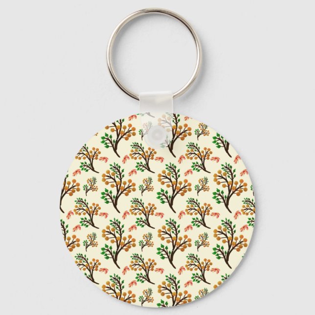Seamless botanical pattern with cute fruit branch  key ring (Front)