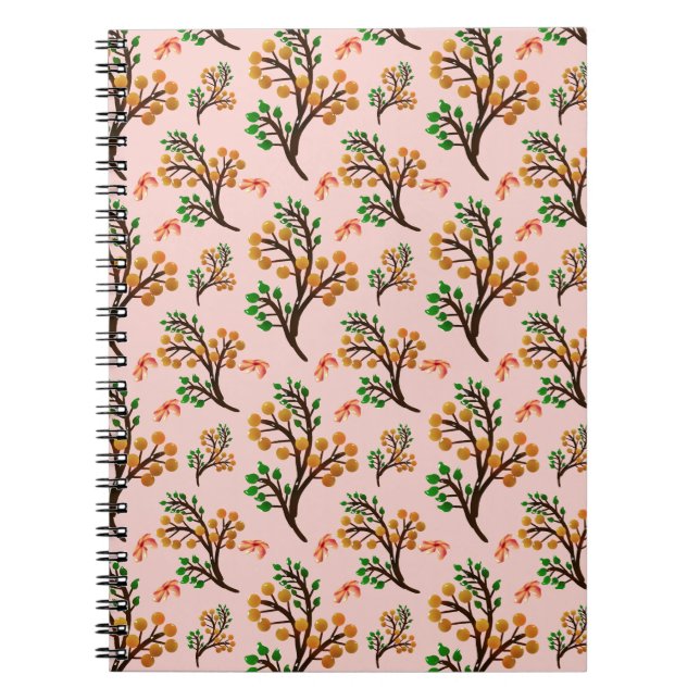 Seamless botanical pattern with cute fruit branch  notebook (Front)