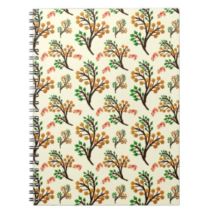 Seamless botanical pattern with cute fruit branch notebook