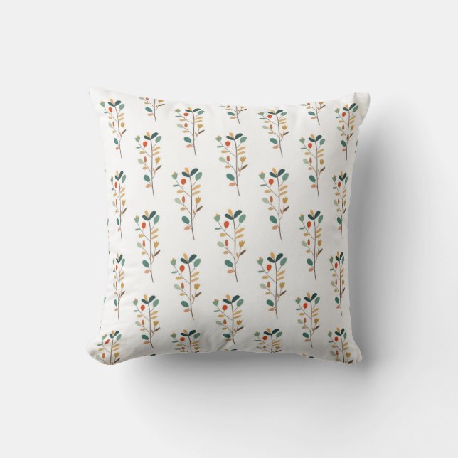 seamless botanical pattern with  cute pastel flowe cushion (Front)