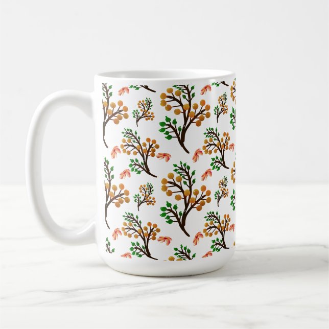 Seamless Botanical Pattern with Flowers | Cute Nat Coffee Mug (Left)