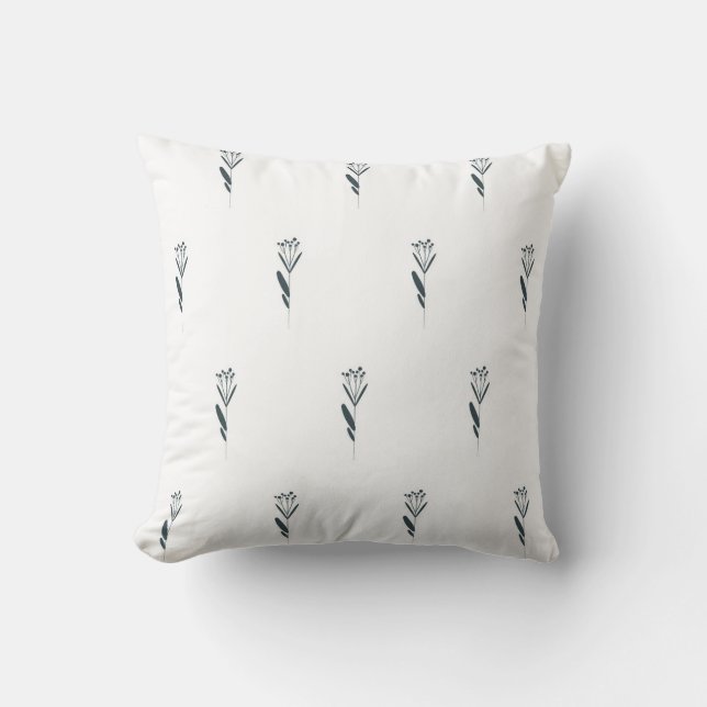 seamless botanical pattern with flowers in a monoc cushion (Front)