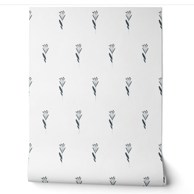 seamless botanical pattern with flowers in a monoc wallpaper (Unrolling)