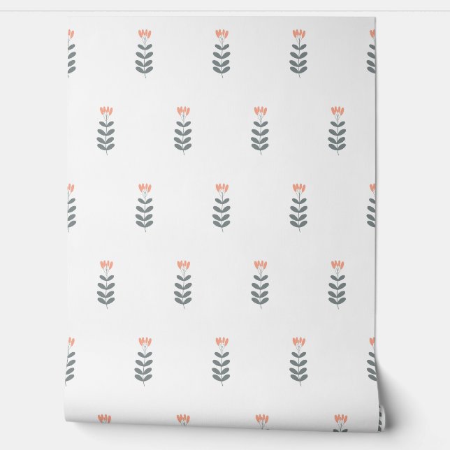 seamless botanical pattern with flowers in flat mi wallpaper (Unrolling)
