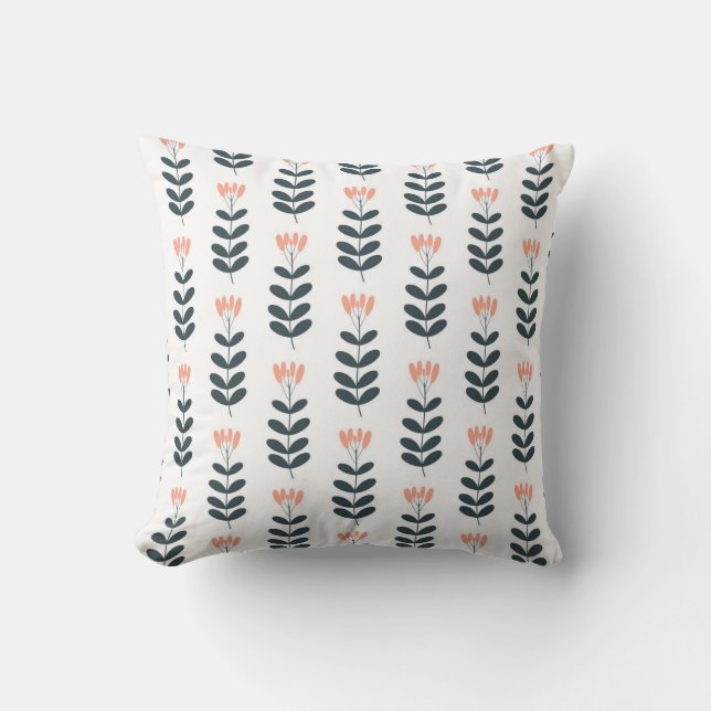 seamless botanical pattern with flowers on white b cushion (Front)