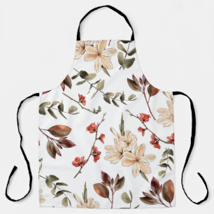 Seamless botanical pattern with white backgroundpa apron