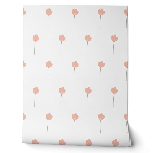 seamless botanical simple pattern with flowers in  wallpaper (Unrolling)